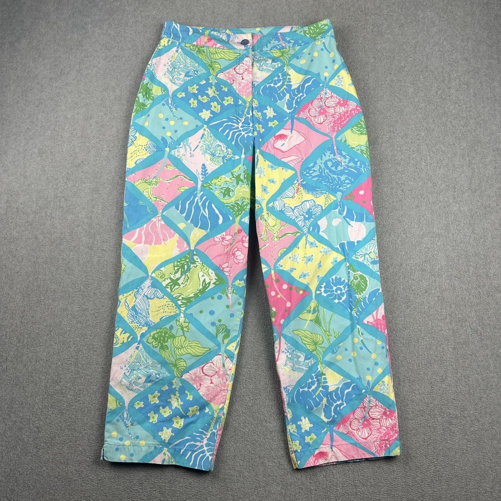 Lilly Pulitzer Pants Women 4 Multicolor Summer Straight Leg Casual Preppy READ